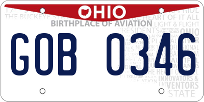 OH license plate GOB0346