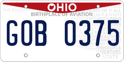 OH license plate GOB0375
