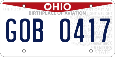 OH license plate GOB0417