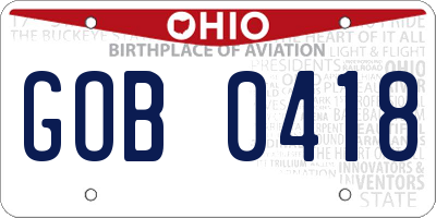 OH license plate GOB0418