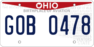 OH license plate GOB0478