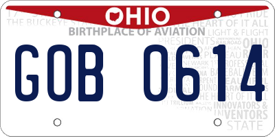 OH license plate GOB0614