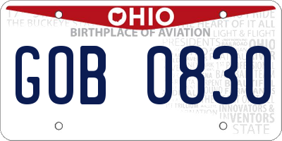 OH license plate GOB0830