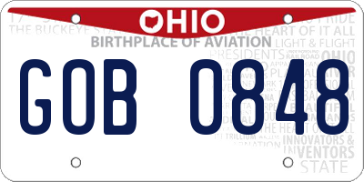 OH license plate GOB0848