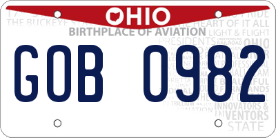 OH license plate GOB0982