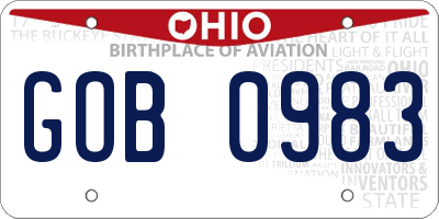 OH license plate GOB0983