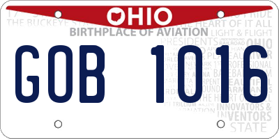 OH license plate GOB1016