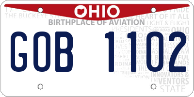OH license plate GOB1102