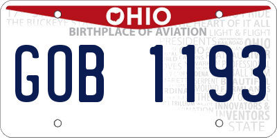OH license plate GOB1193