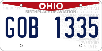 OH license plate GOB1335