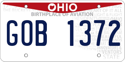 OH license plate GOB1372