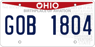 OH license plate GOB1804