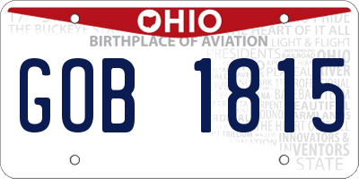 OH license plate GOB1815