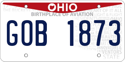 OH license plate GOB1873