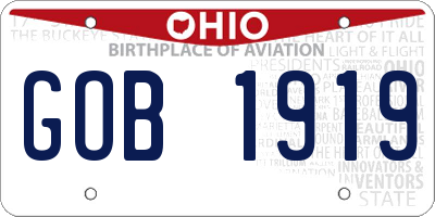 OH license plate GOB1919