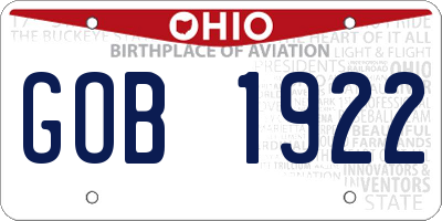 OH license plate GOB1922