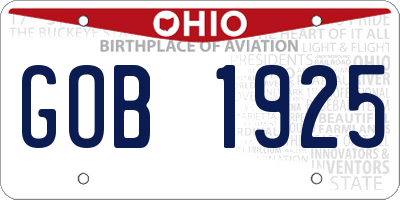 OH license plate GOB1925