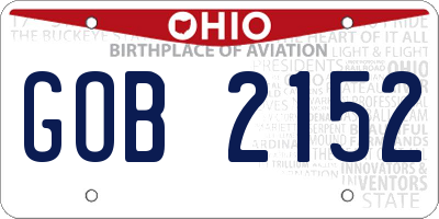 OH license plate GOB2152