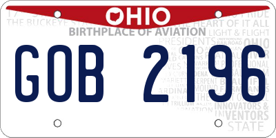 OH license plate GOB2196