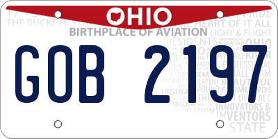 OH license plate GOB2197