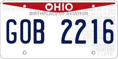 OH license plate GOB2216