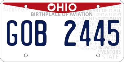 OH license plate GOB2445