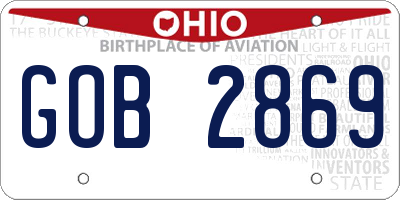 OH license plate GOB2869