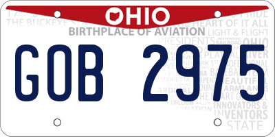 OH license plate GOB2975