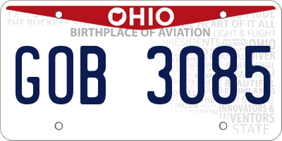 OH license plate GOB3085