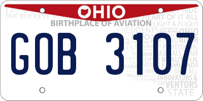 OH license plate GOB3107