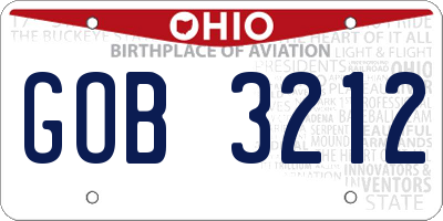 OH license plate GOB3212