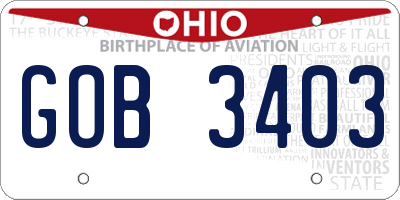 OH license plate GOB3403