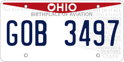 OH license plate GOB3497