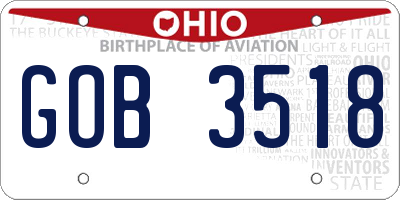 OH license plate GOB3518