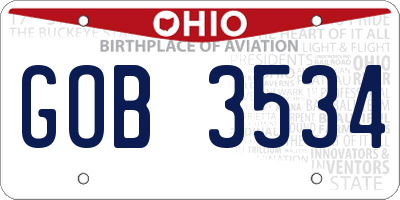 OH license plate GOB3534