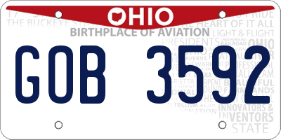 OH license plate GOB3592
