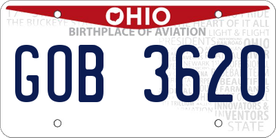 OH license plate GOB3620