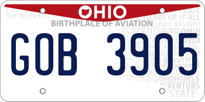 OH license plate GOB3905