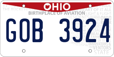 OH license plate GOB3924