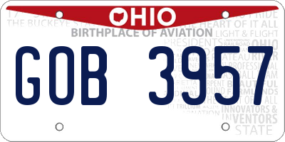 OH license plate GOB3957
