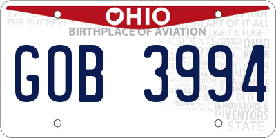 OH license plate GOB3994