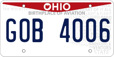 OH license plate GOB4006