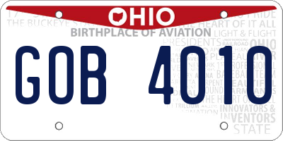 OH license plate GOB4010