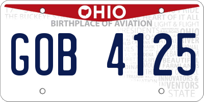 OH license plate GOB4125