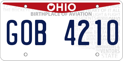 OH license plate GOB4210
