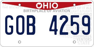 OH license plate GOB4259