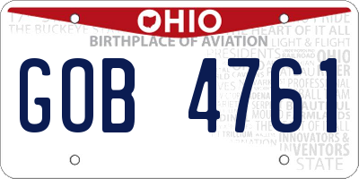 OH license plate GOB4761