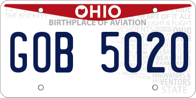 OH license plate GOB5020