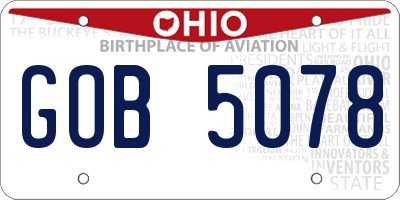 OH license plate GOB5078