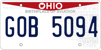OH license plate GOB5094